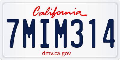 CA license plate 7MIM314