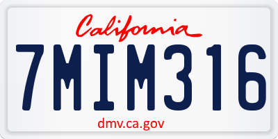 CA license plate 7MIM316