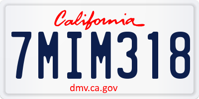 CA license plate 7MIM318