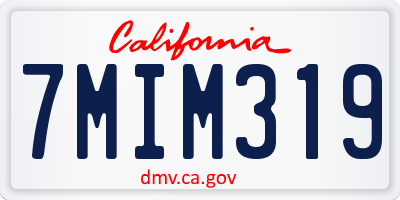 CA license plate 7MIM319