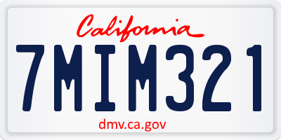 CA license plate 7MIM321