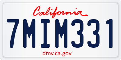 CA license plate 7MIM331