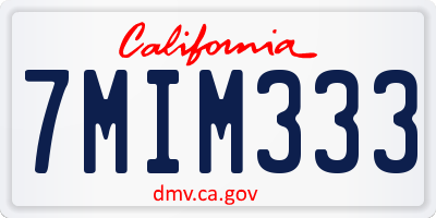 CA license plate 7MIM333