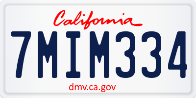 CA license plate 7MIM334