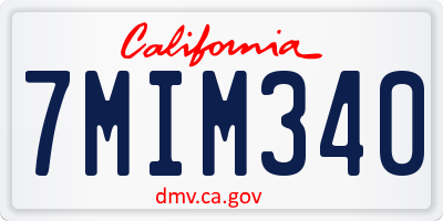 CA license plate 7MIM340