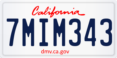 CA license plate 7MIM343