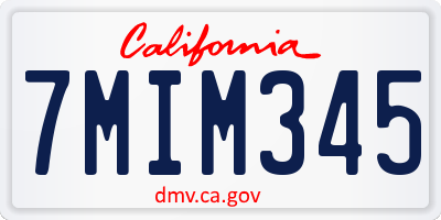 CA license plate 7MIM345