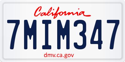 CA license plate 7MIM347