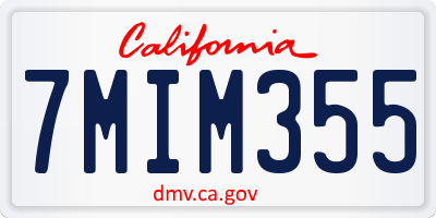 CA license plate 7MIM355