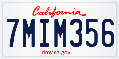 CA license plate 7MIM356