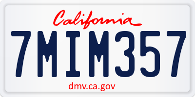 CA license plate 7MIM357