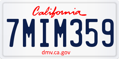 CA license plate 7MIM359
