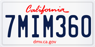CA license plate 7MIM360