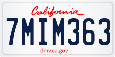 CA license plate 7MIM363