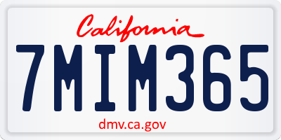 CA license plate 7MIM365