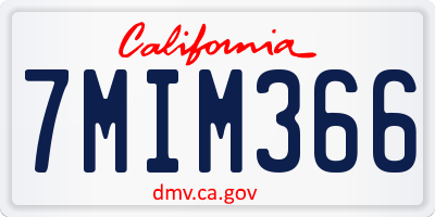 CA license plate 7MIM366