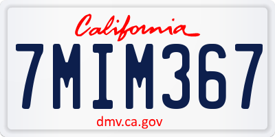 CA license plate 7MIM367