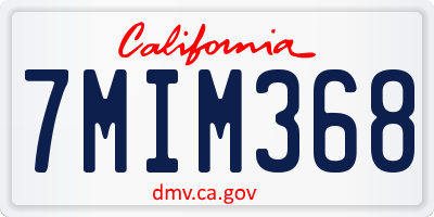 CA license plate 7MIM368
