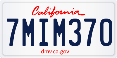 CA license plate 7MIM370