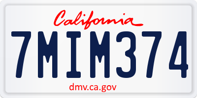 CA license plate 7MIM374
