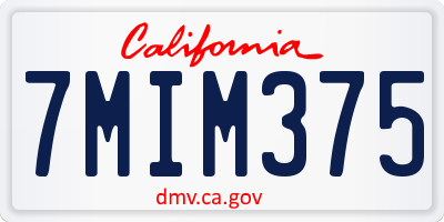 CA license plate 7MIM375