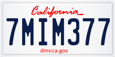 CA license plate 7MIM377