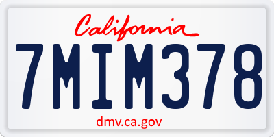 CA license plate 7MIM378
