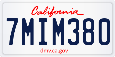 CA license plate 7MIM380
