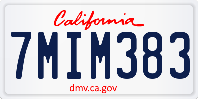 CA license plate 7MIM383