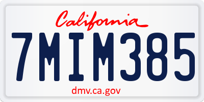 CA license plate 7MIM385