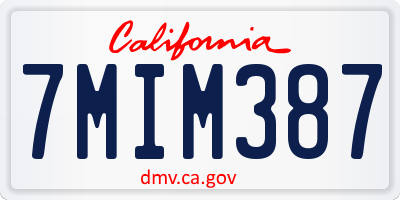 CA license plate 7MIM387