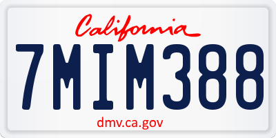 CA license plate 7MIM388