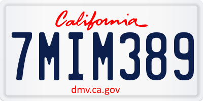 CA license plate 7MIM389
