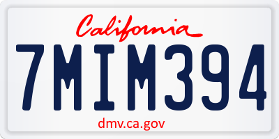 CA license plate 7MIM394