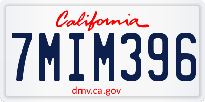 CA license plate 7MIM396