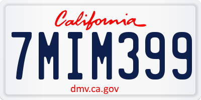 CA license plate 7MIM399