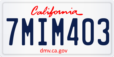 CA license plate 7MIM403