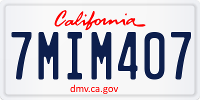 CA license plate 7MIM407