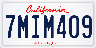CA license plate 7MIM409