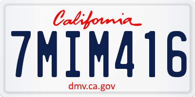 CA license plate 7MIM416