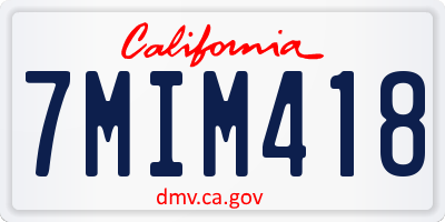 CA license plate 7MIM418