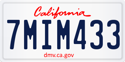CA license plate 7MIM433
