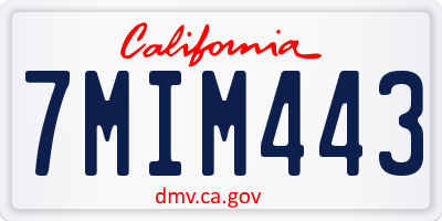 CA license plate 7MIM443