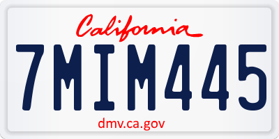 CA license plate 7MIM445