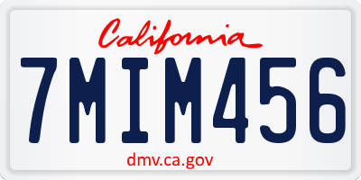 CA license plate 7MIM456