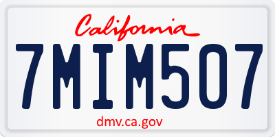 CA license plate 7MIM507