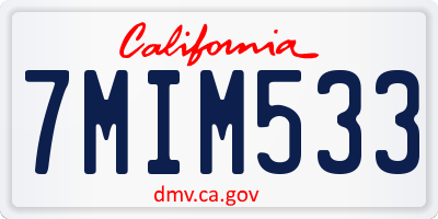 CA license plate 7MIM533