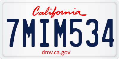 CA license plate 7MIM534