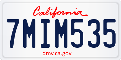 CA license plate 7MIM535