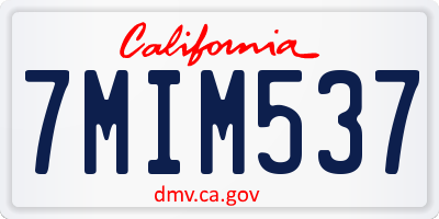 CA license plate 7MIM537